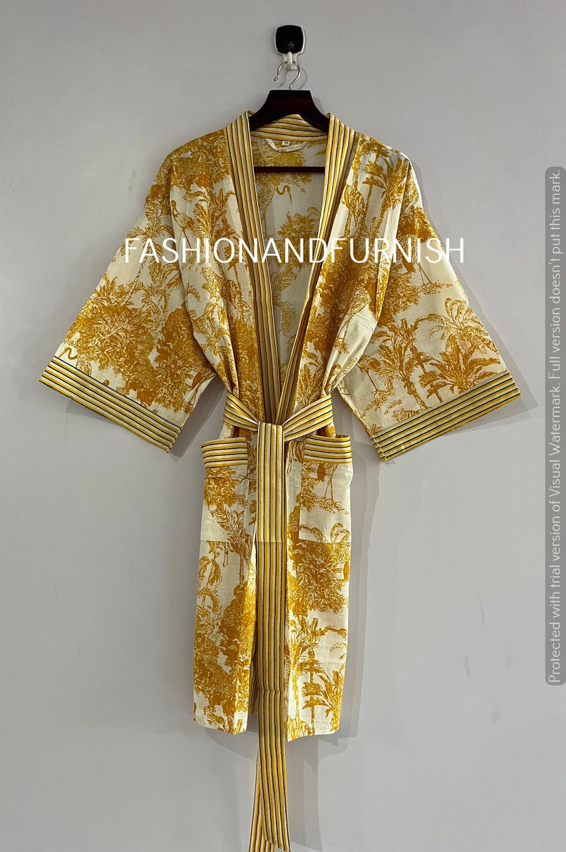 Kihara Robe Lightweight Cotton Kimono Robe, Tiger Print, Loungewear - Etsy