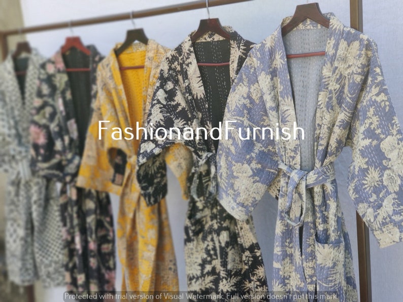 Robes Embroidery Robes Cotton Winter Robes Kantha Kimono Etsy