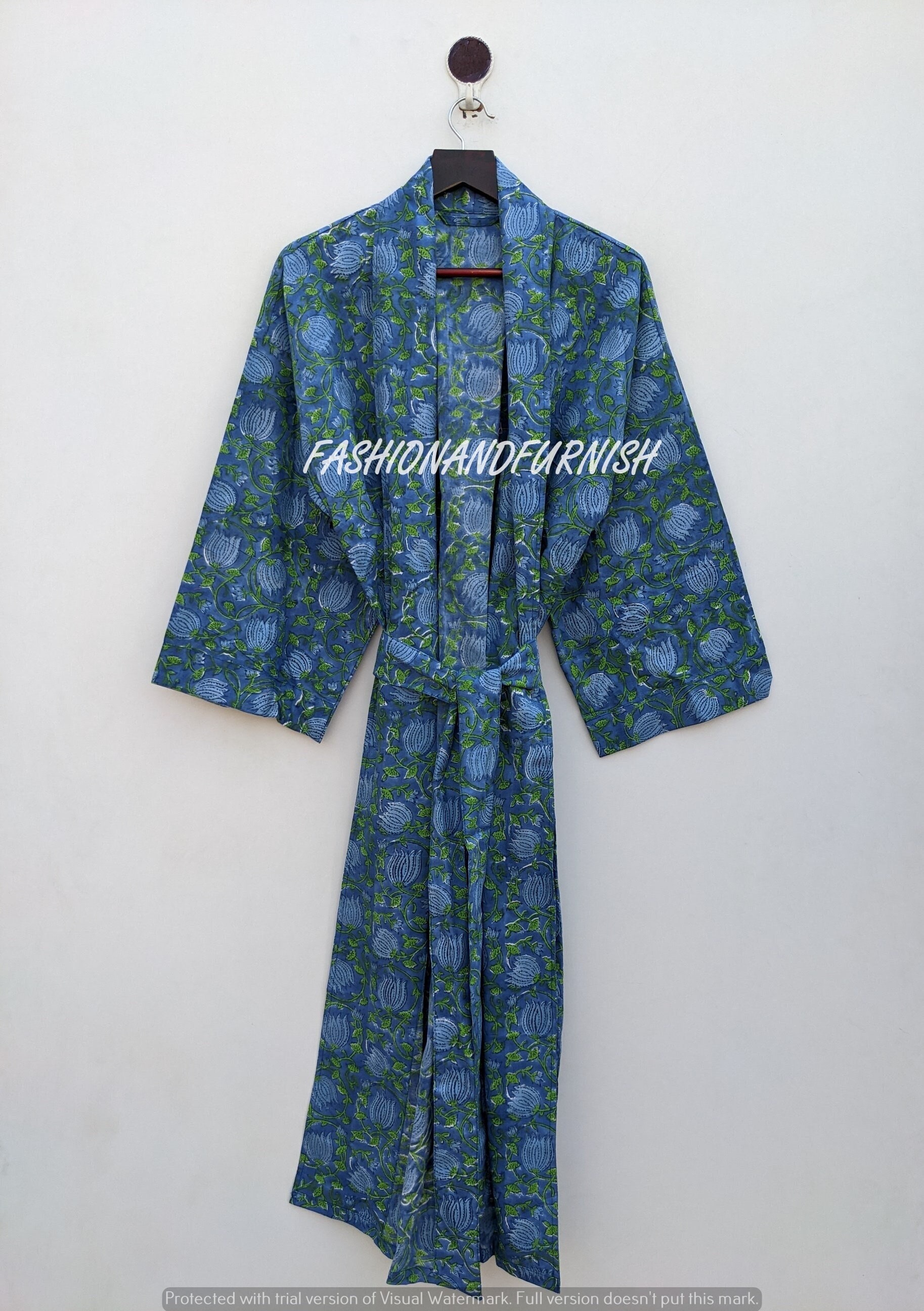 Men's Kimono Tops Jacquard Diamond Cotton Kinran Dark Brown : SOU