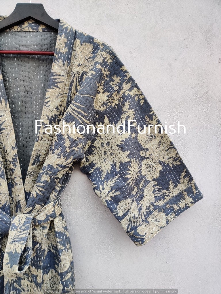 Embroidery Handmade Kantha Quilt Kimono Jacket Kimono Jacket Etsy