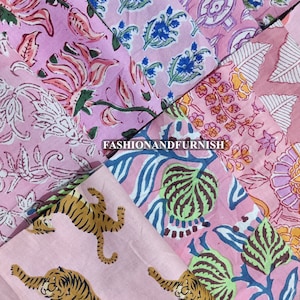 Indian hand block printed patch - scrap bundle - fabric scraps cotton - fabric remnants - flower fabric scrap - cotton patches - fat quarter