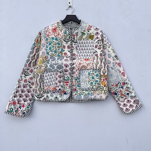 Patchwork Quilted Jackets Cotton Floral Bohemian Style Fall Winter Jacket Coat Streetwear Boho Quilted Reversible Jacket for Women image 1