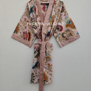 Beautiful Cotton Kimono Dress, Bath Robe Kimono, hand Block Printed Cotton Kimono, Shower Robe, Cotton Kimono Robe, Dressing Gown 521 image 8