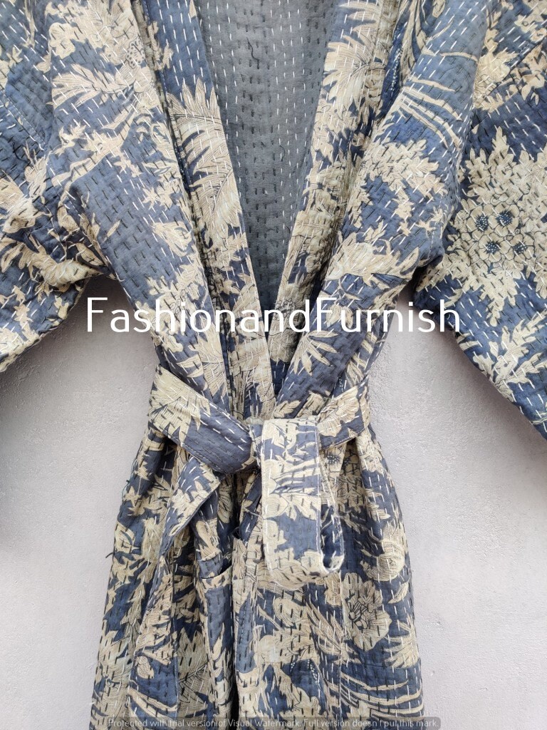 Embroidery Handmade Kantha Quilt Kimono Jacket Kimono Jacket Etsy