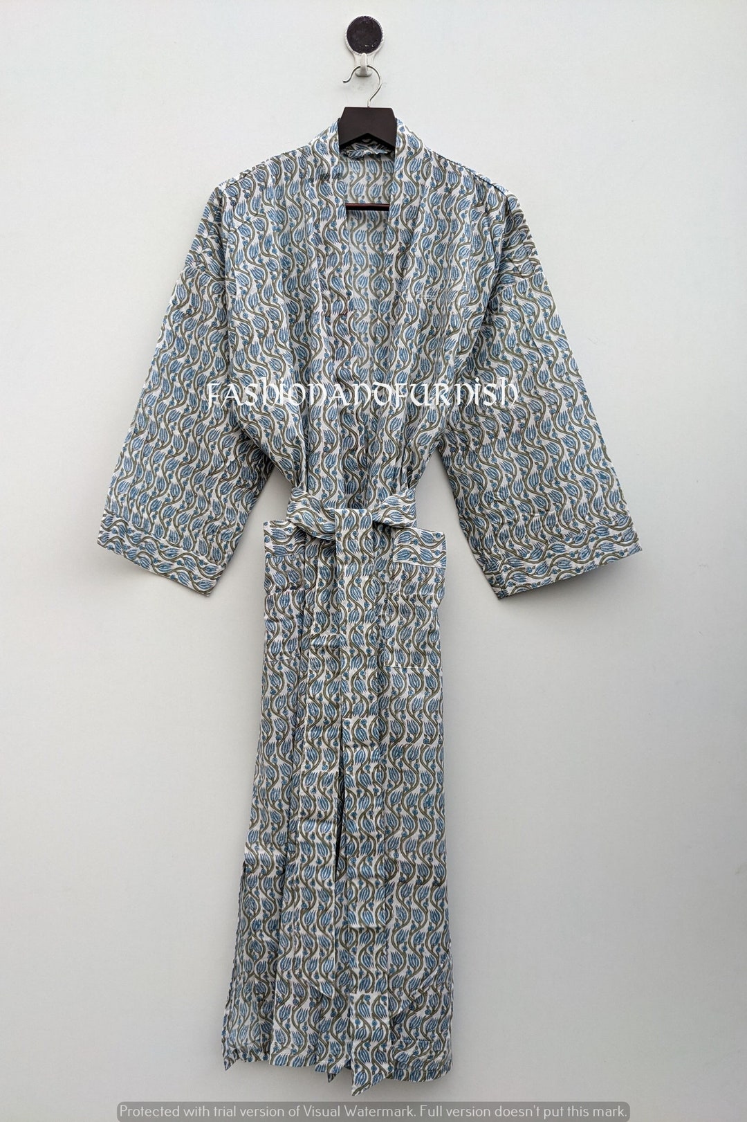 Men's Kimono Robe Hand Block Kimono Robe Cotton Kimono Etsy