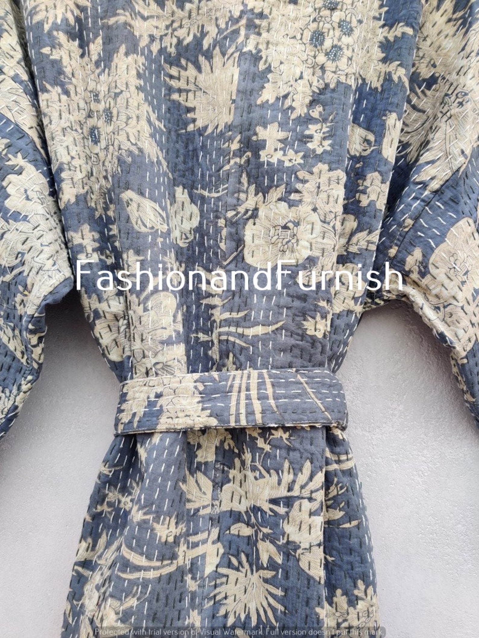 Embroidery Handmade Kantha Quilt Kimono Jacket Kimono Jacket Etsy