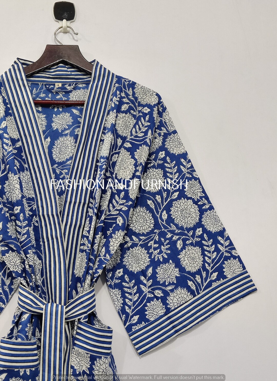 Drawn Block Robe Lightweight Cotton Kimono Robe, Tiger Print, Loungewear - Etsy