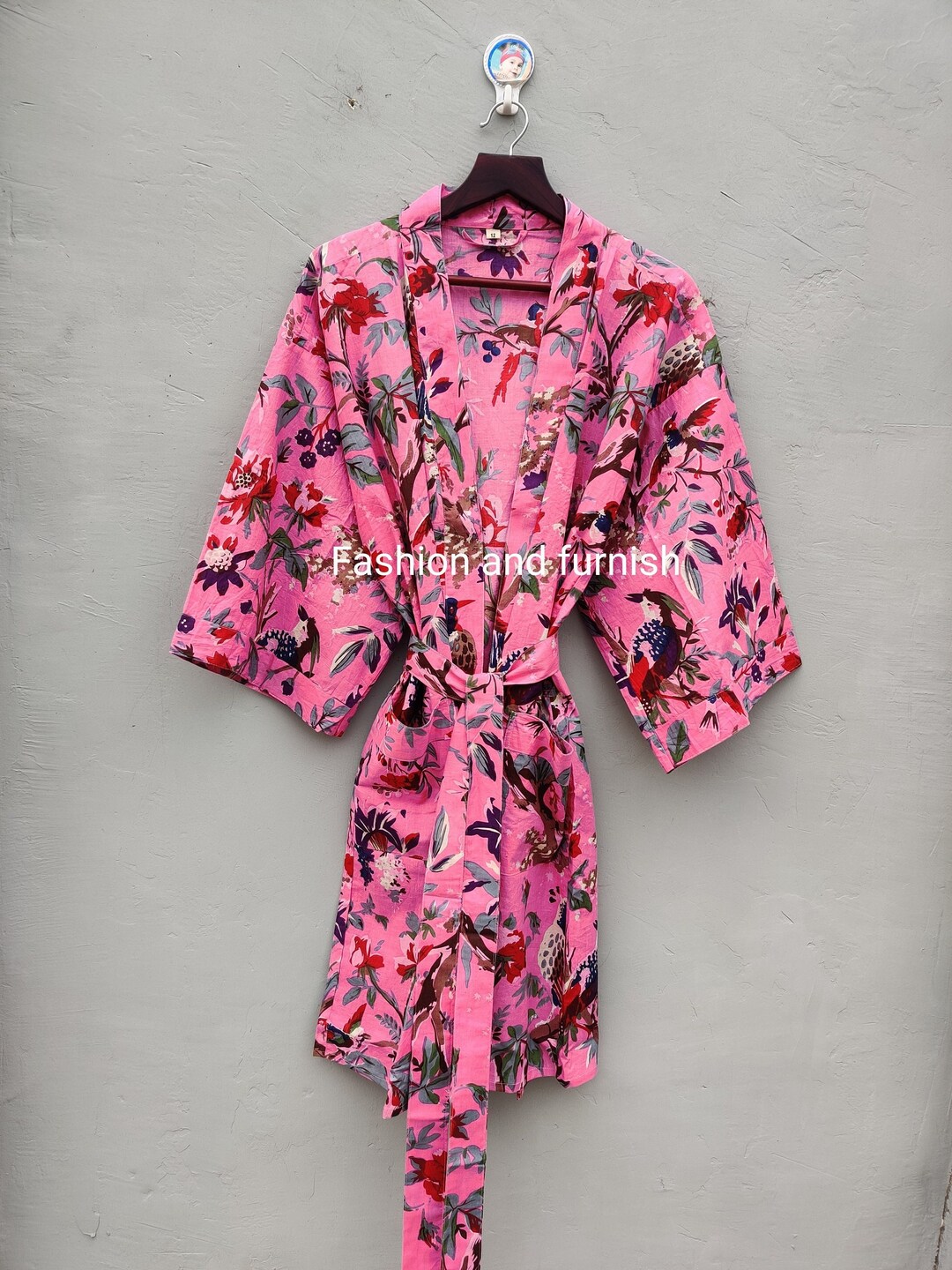 Beautiful Cotton Kimono Dress, Bath Robe Kimono, Hand Block Printed