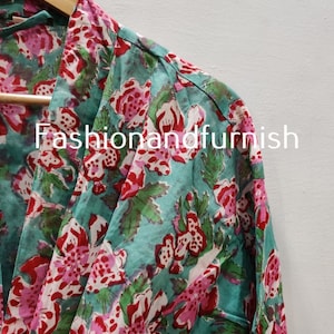 Cotton Kimono Dresses, Bath Robe Kimono, hand Block Cotton Clothes, Shower Robe, Cotton Kimono Robe, Dressing Gown, Robes #510