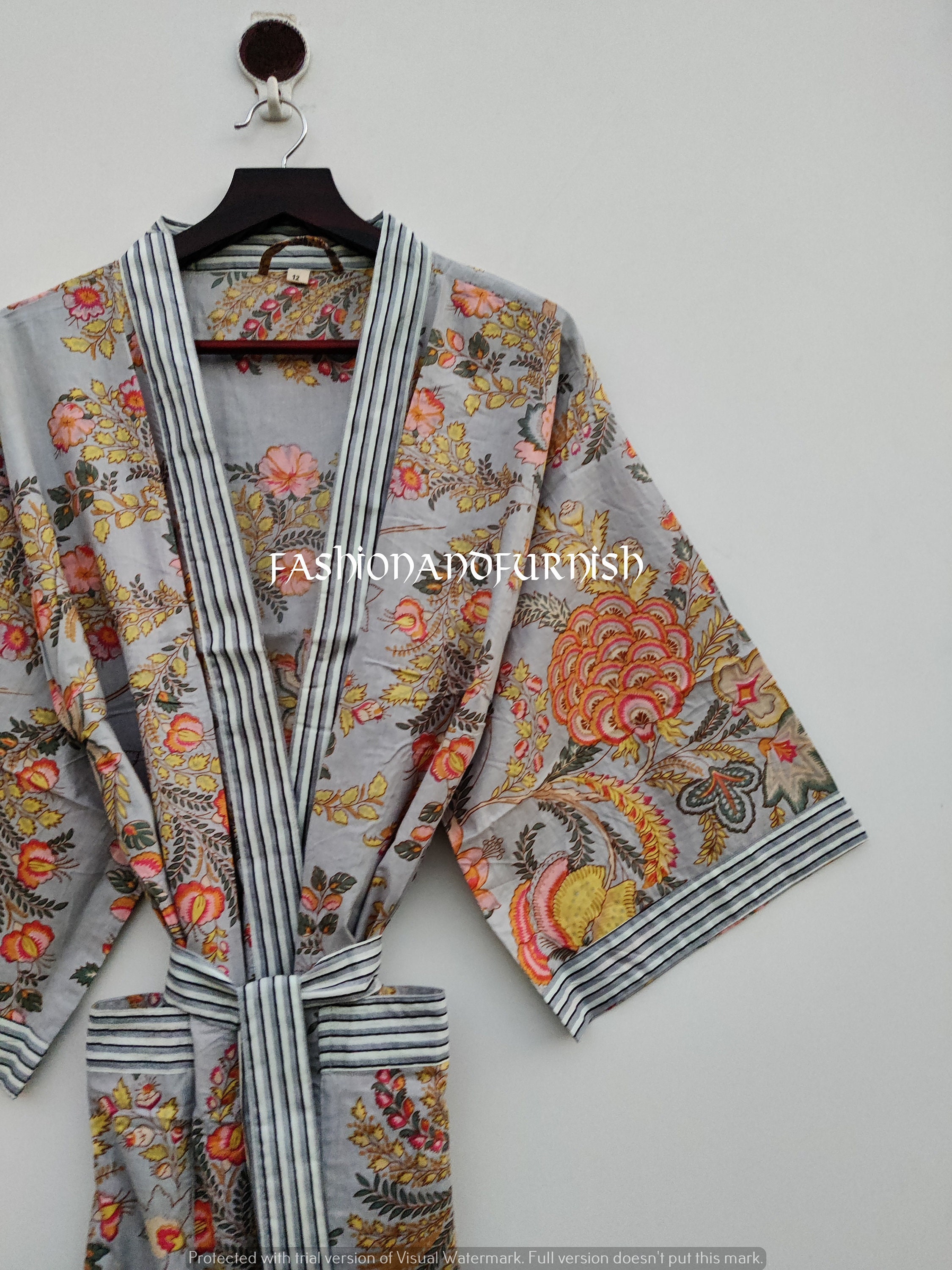 Beautiful Cotton Kimono Robe Dressing Gown,100% Cotton Kimono Robe Dress,Robes for Women Kimono,Etsy’s Pick,Beach Cover Gown,Kimono Robes