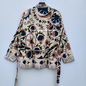 Cotton Suzani Hand Embroidery Jacket Coat, Women Wear Winter Jackets, Bridesmaid Gift, Winter Jacket, Kimono Robe, Bridesmaid Jackets image 7