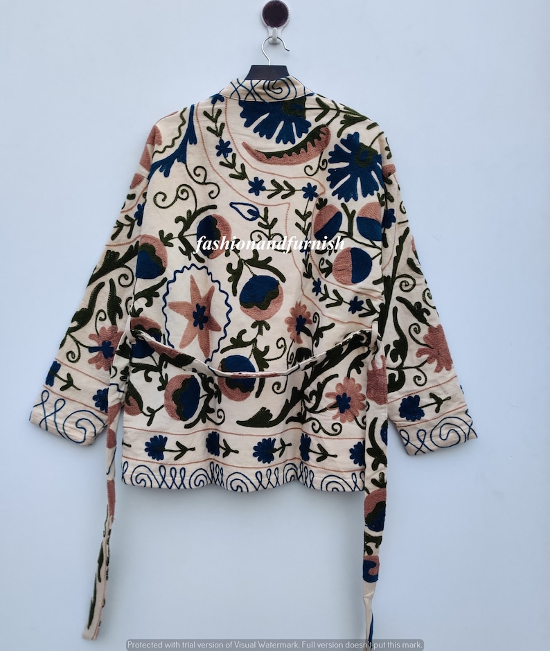 Cotton Suzani Hand Embroidery Jacket Coat, Women Wear Winter Jackets, Bridesmaid Gift, Winter Jacket, Kimono Robe, Bridesmaid Jackets image 7