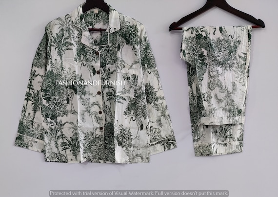 Hand Block Print Cotton Pajama Set: Jaipuri Floral Loungewear