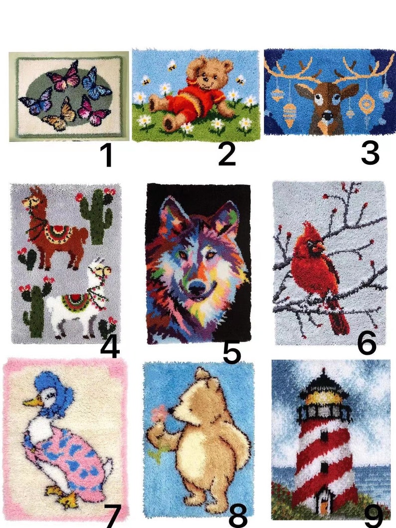 Bear Latch Hook Kit DIY Latch Hook Rug Kits Carpet Needlework Etsy