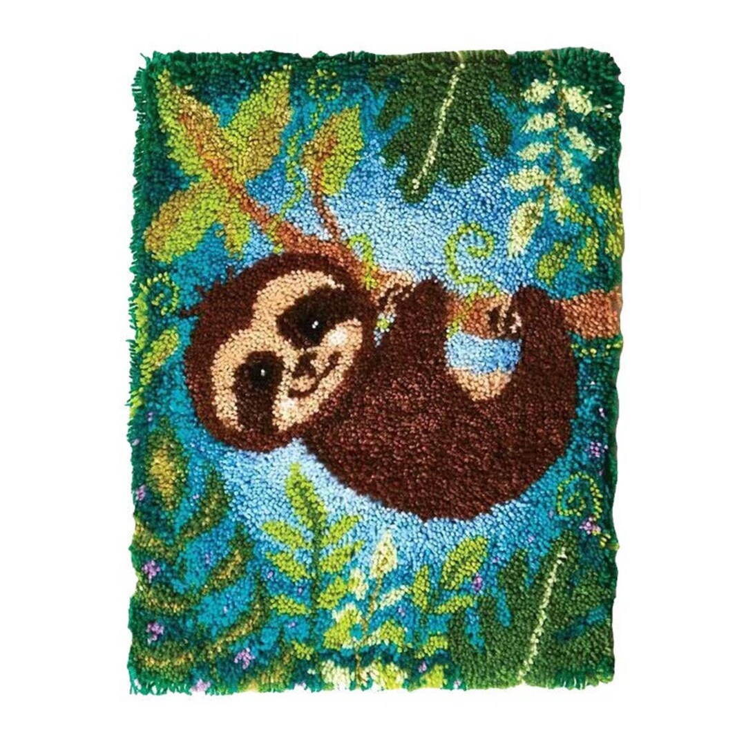 DIY Hook Rug Kits Monkey Tropical Coconut Rug Carpet Etsy