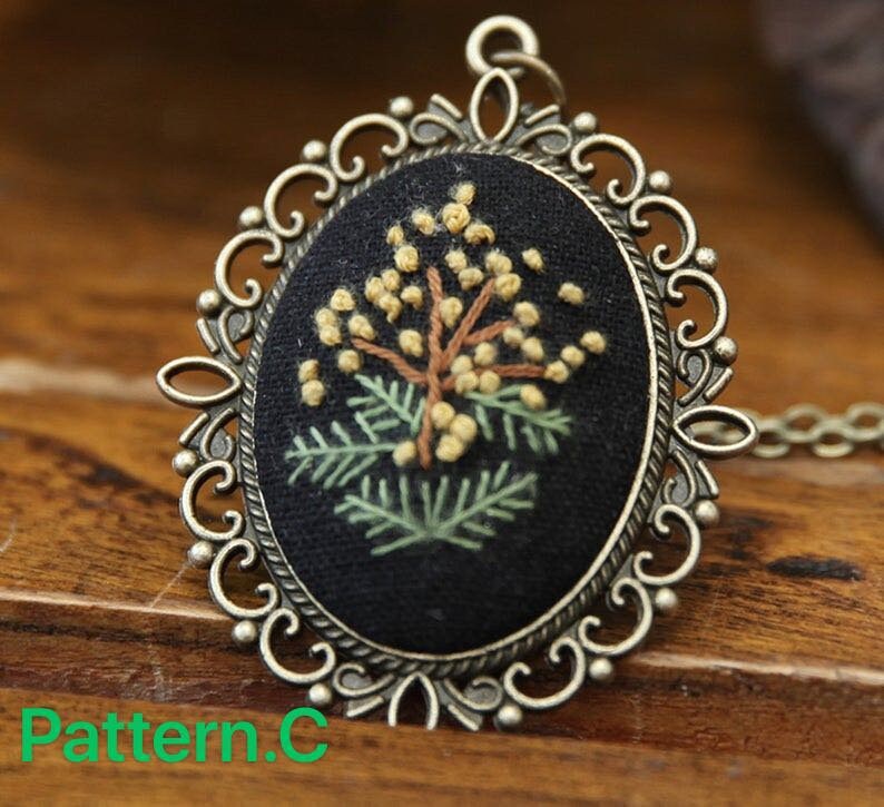 For Beginner Embroidery Kit Embroidered Flower Necklace Necklace with embroideryWall Art DIY Kits for Adults Modern Embroidery Kit