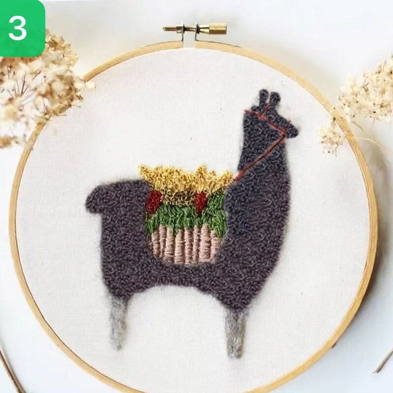 DIY Embroidery Kit for Beginner Senior Alpaca Modern Hand Etsy