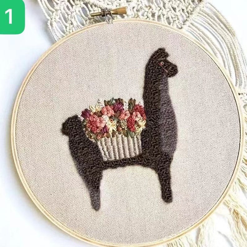 DIY Embroidery Kit for Beginner Senior Alpaca Modern Hand Etsy