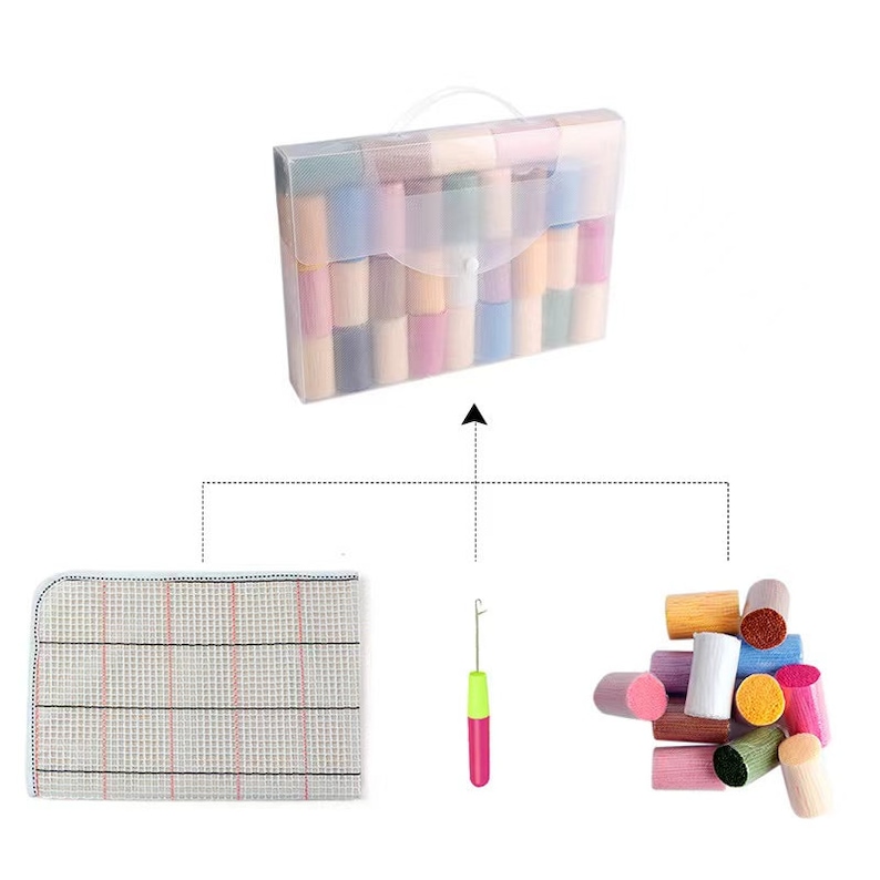 Latch Hook Rug Kits Colorful Rainbow Carpet Needlework Package Etsy