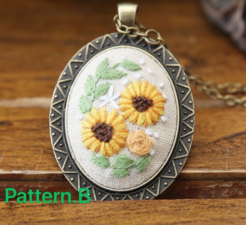 For Beginner Embroidery Kit Embroidered Flower Necklace Necklace with embroideryWall Art DIY Kits for Adults Modern Embroidery Kit