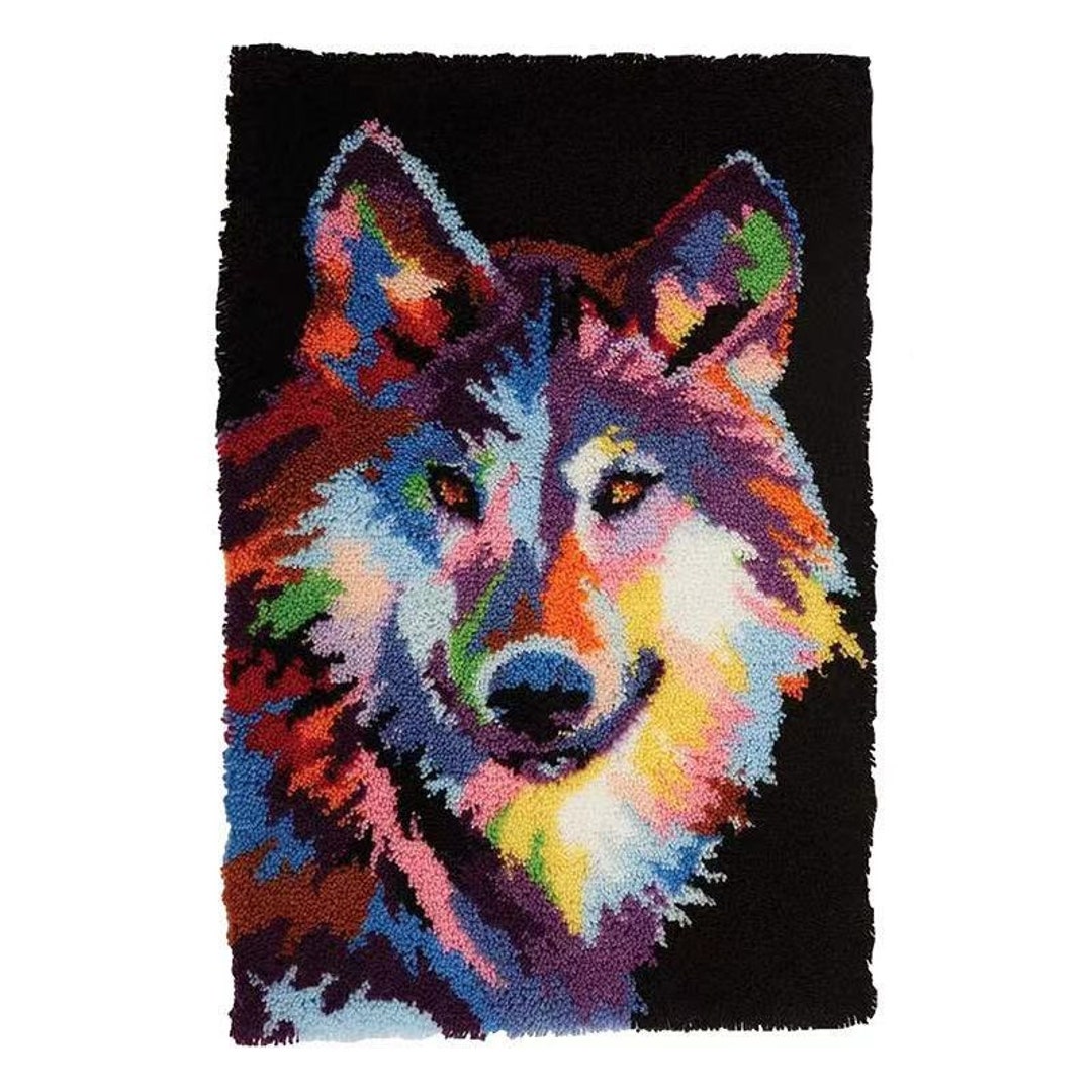 Latch Hook Rug Kits for Beginners DIY Wolf Latch Hook Kit for Etsy