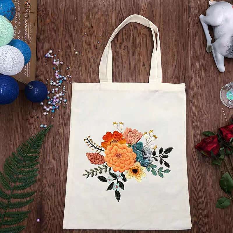 Floral Embroidery Canvas BagModern Embroidery KitBeginner Etsy