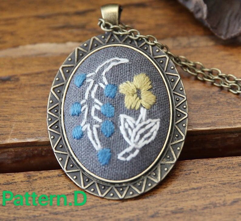 For Beginner Embroidery Kit Embroidered Flower Necklace Necklace with embroideryWall Art DIY Kits for Adults Modern Embroidery Kit