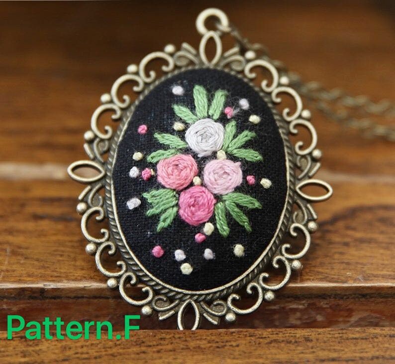 For Beginner Embroidery Kit Embroidered Flower Necklace Necklace with embroideryWall Art DIY Kits for Adults Modern Embroidery Kit