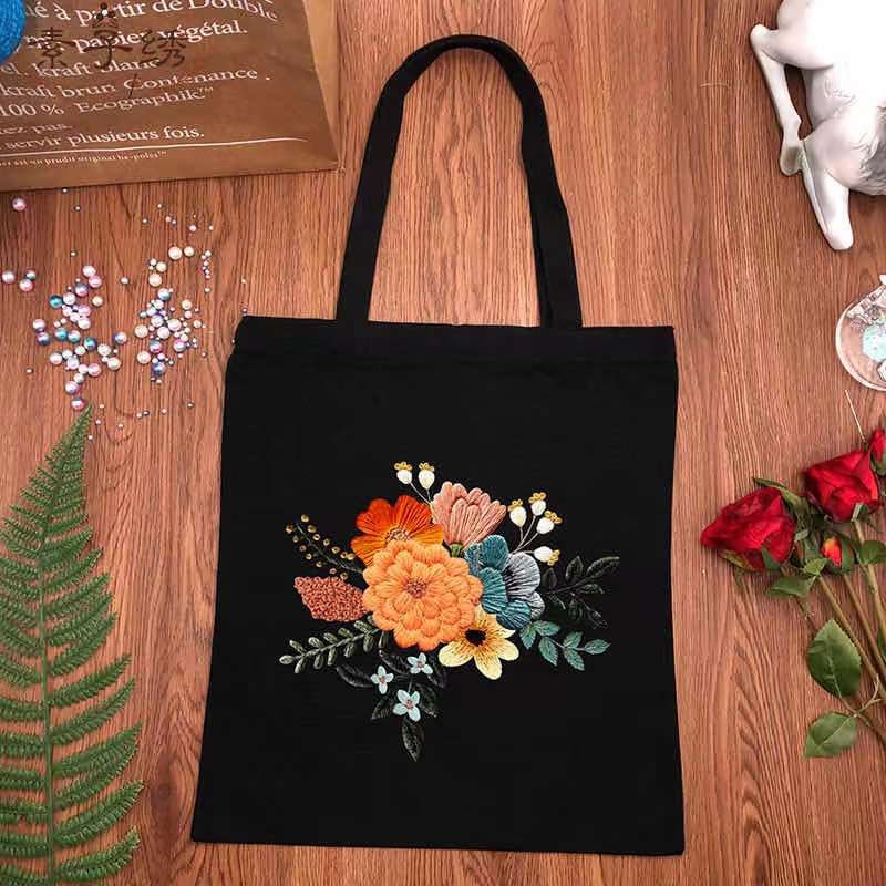 Floral Embroidery Canvas BagModern Embroidery KitBeginner Etsy