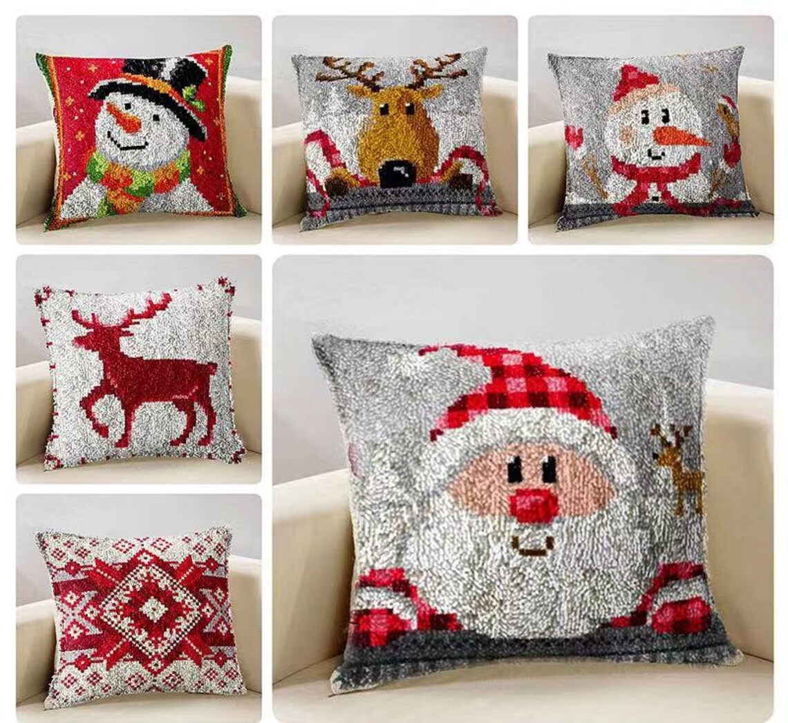 Latch Hook Pillow Kit DIY Latch Hook Pillow Kits Carpet Etsy