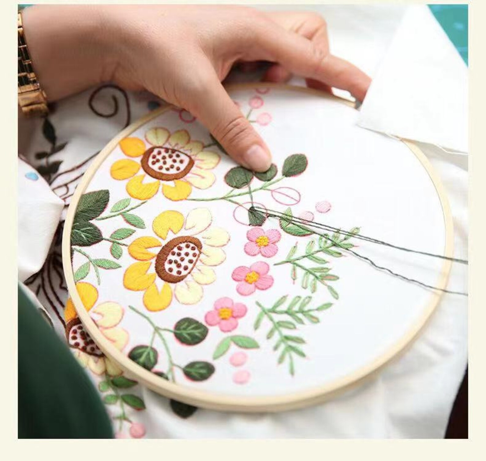 Pillow Embroidery Kit Floralbeginner Embroidery Kit Etsy