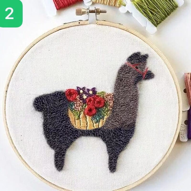 DIY Embroidery Kit for Beginner Senior Alpaca Modern Hand Etsy