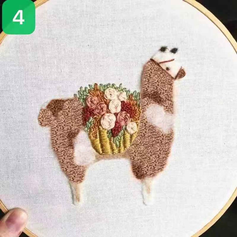 DIY Embroidery Kit for Beginner Senior Alpaca Modern Hand Etsy