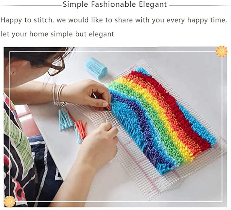 Latch Hook Rug Kits Colorful Rainbow Carpet Needlework Package Etsy