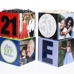 Custom Birthday Photo Cube Gift or Centerpiece Event Decor