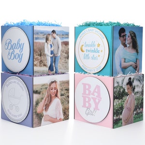 Custom Baby Shower Baby Naming Photo Cube Centerpiece for Gift and Event Decor