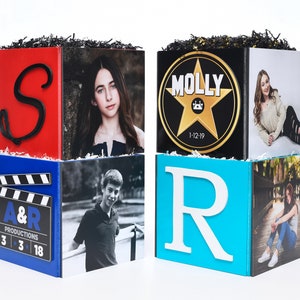Custom Hollywood Movies Photo Cube Centerpiece for Birthday Party Bat Mitzvah Event Decor