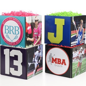 Custom Lacrosse Photo Cube Centerpiece for Birthday Party Event Decor