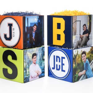 Custom Boy Photo Cube Centerpiece for Birthday Party Bar Mitzvah Event Decor
