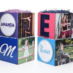 Custom Hearts Stars Lips Photo Cube Centerpiece for Birthday Party Bat Mitzvah Event Decor
