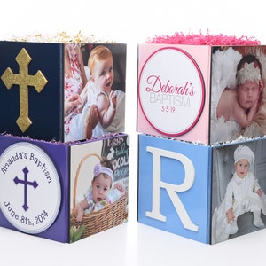 Custom Baptism & Christening Photo Cube Gift Centerpiece for Party Event Decor