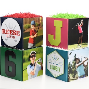Custom Golf Photo Cube Centerpiece for Birthday Party Event Decor
