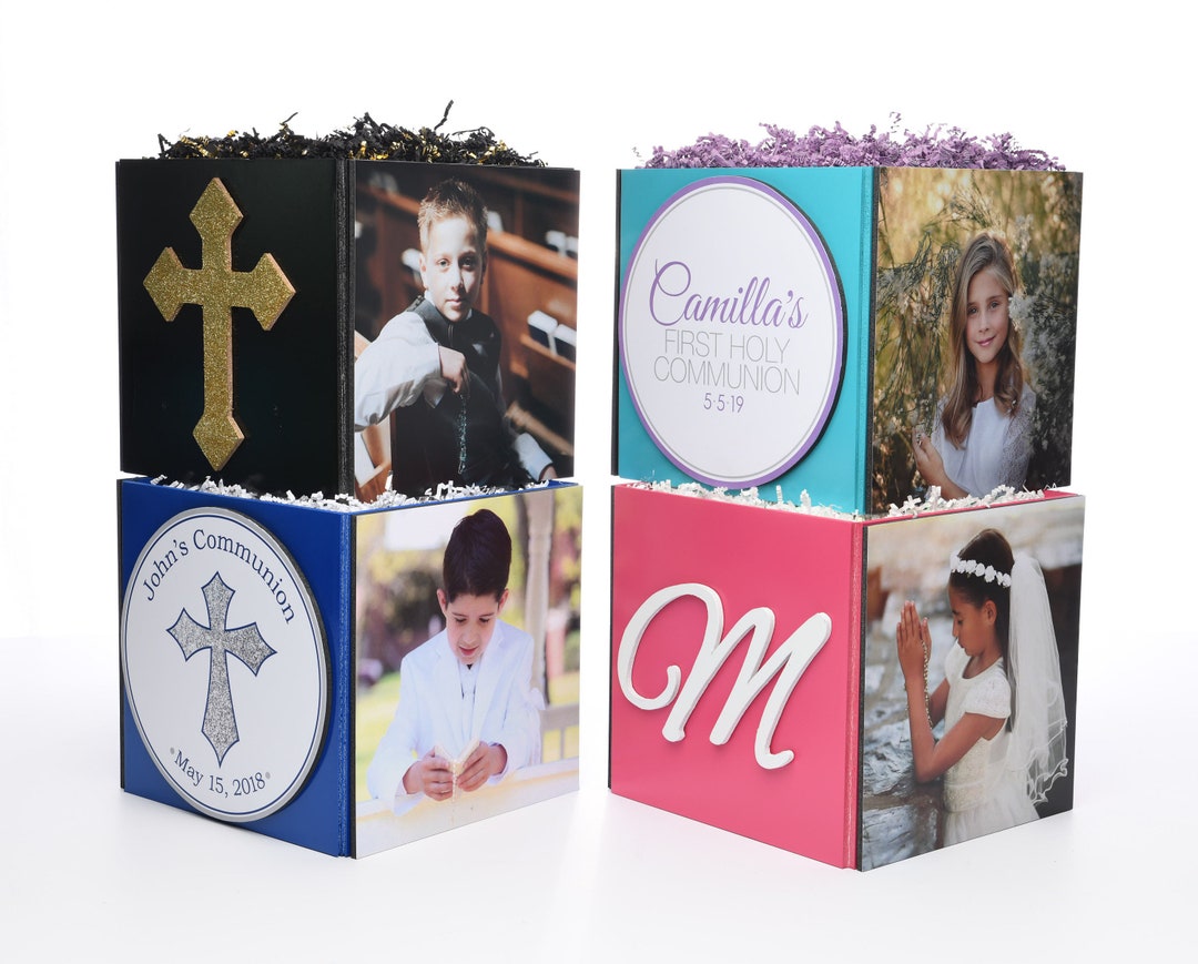Custom Communion Photo Cube Gift Centerpiece for Religious Party Event ...