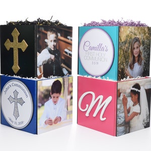 Custom Communion Photo Cube Gift Centerpiece for Religious Party Event Decor