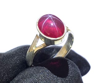 Red Star Ruby Sterling Silver Ring: Handmade Gemstone Jewelry