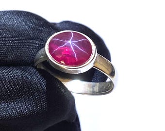 Red Star Ruby Sterling Silver Ring: Handmade Gemstone Jewelry