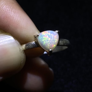 Handmade Trillion Ethiopian Opal Ring: 925 Sterling Silver (8x7 mm)