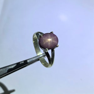 Handmade Red Star Ruby Ring: 925 Sterling Silver, Oval Stone (9x7 mm)