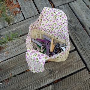 Cotton basket for clothespins fleuri violet