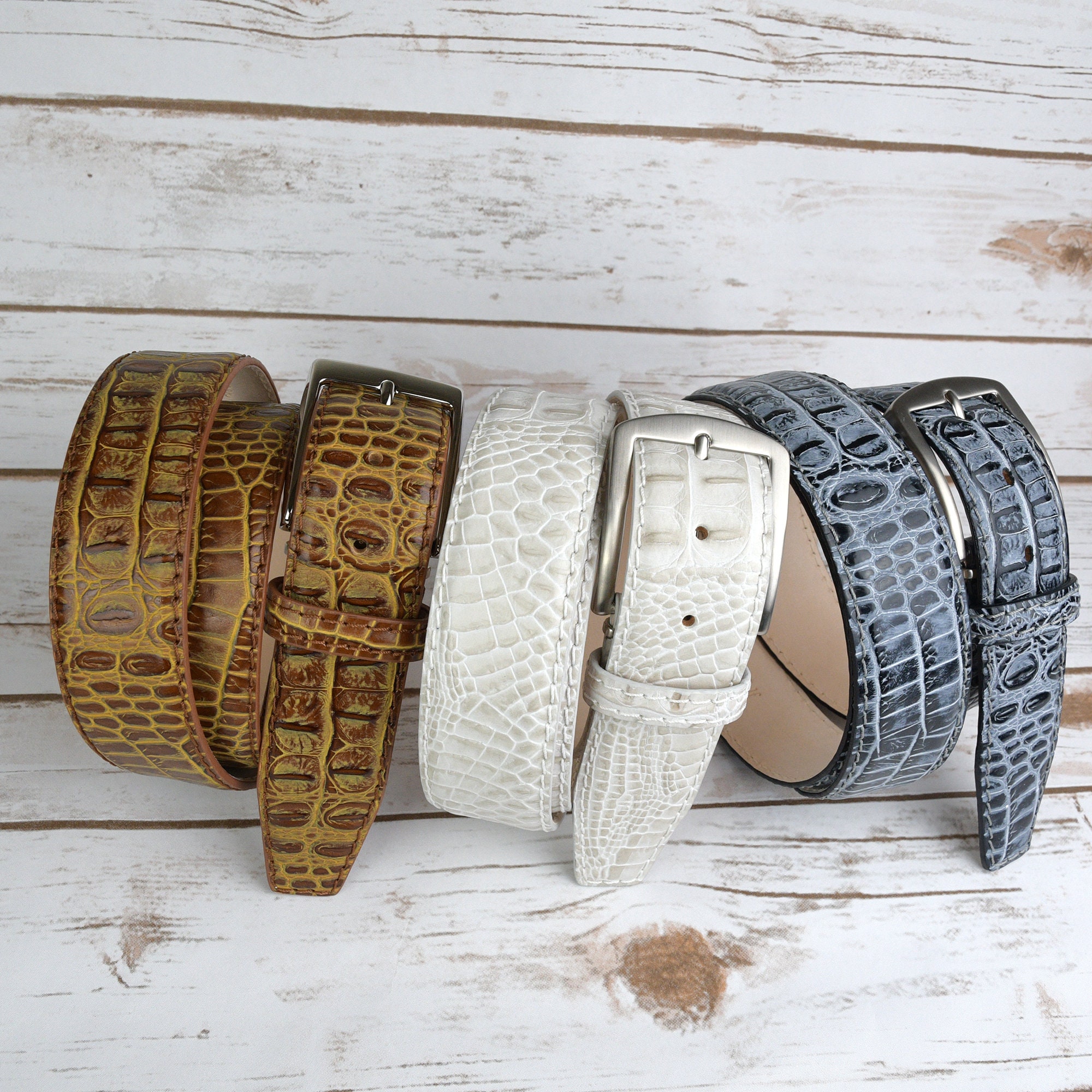 Vintage Crocodile Belt in Antique Pecan